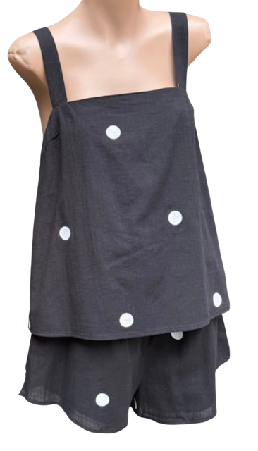 POLKA DOT SHORT SET - BLACK