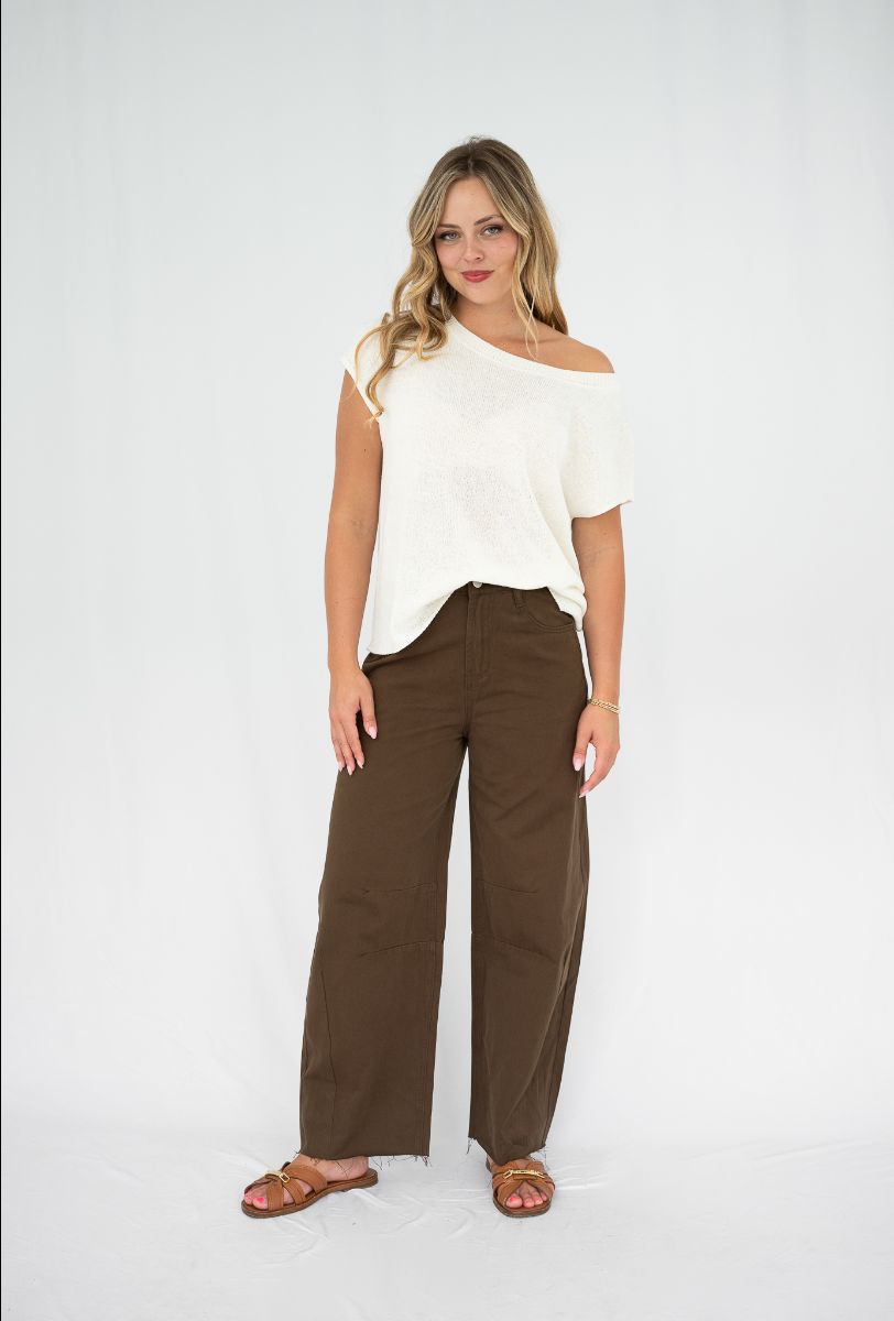 JANE BARREL JEANS - CHOC