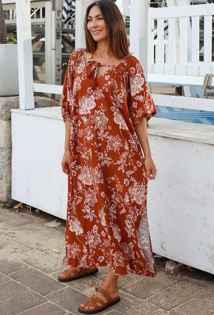BROWN FLORAL DRESS