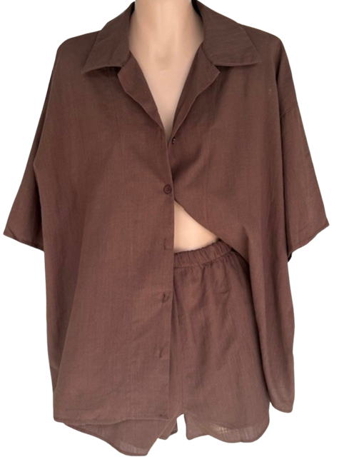 CHOCOLATE BUTTON SHORT SET