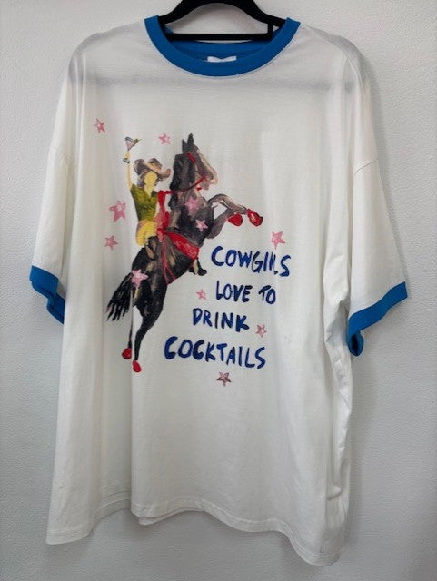 COWGIRLS LOVE TO DRINK COCKTAILS TEE - WHITE