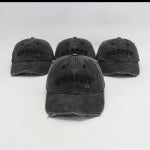 SSAINT BLACK ACID WASH CAP - BLACK WRITING