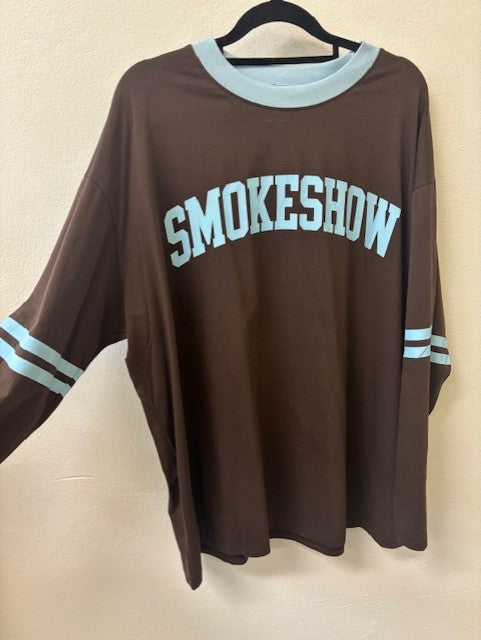 SMOKESHOW TEE L/S CHOC/BLUE