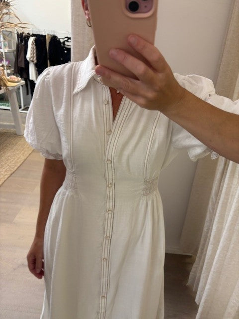 ZOE STITCH DRESS - WHITE