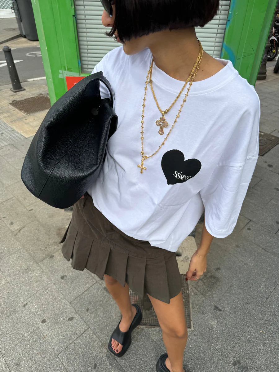 BLACK HEART TEE - WHITE