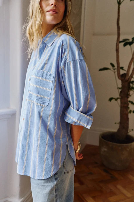 PETA OVERSIZED SHIRT - BLUE/BUTTER
