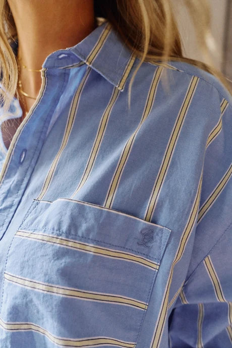 PETA OVERSIZED SHIRT - BLUE/BUTTER