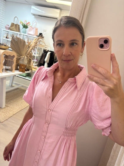 ZOE STITCH DRESS - PINK