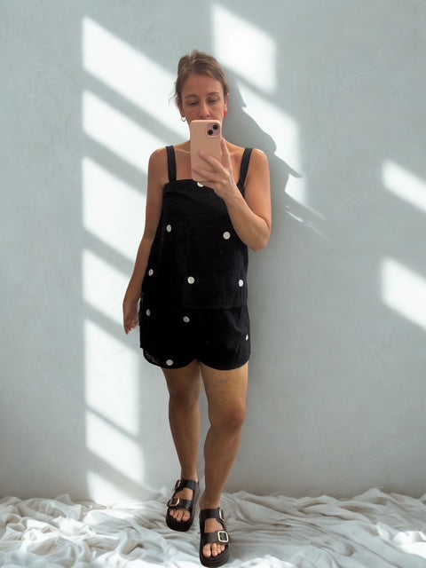 POLKA DOT SHORT SET - BLACK