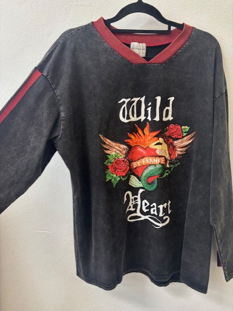 BLACK WILD HEART LONG SLEEVE TEE