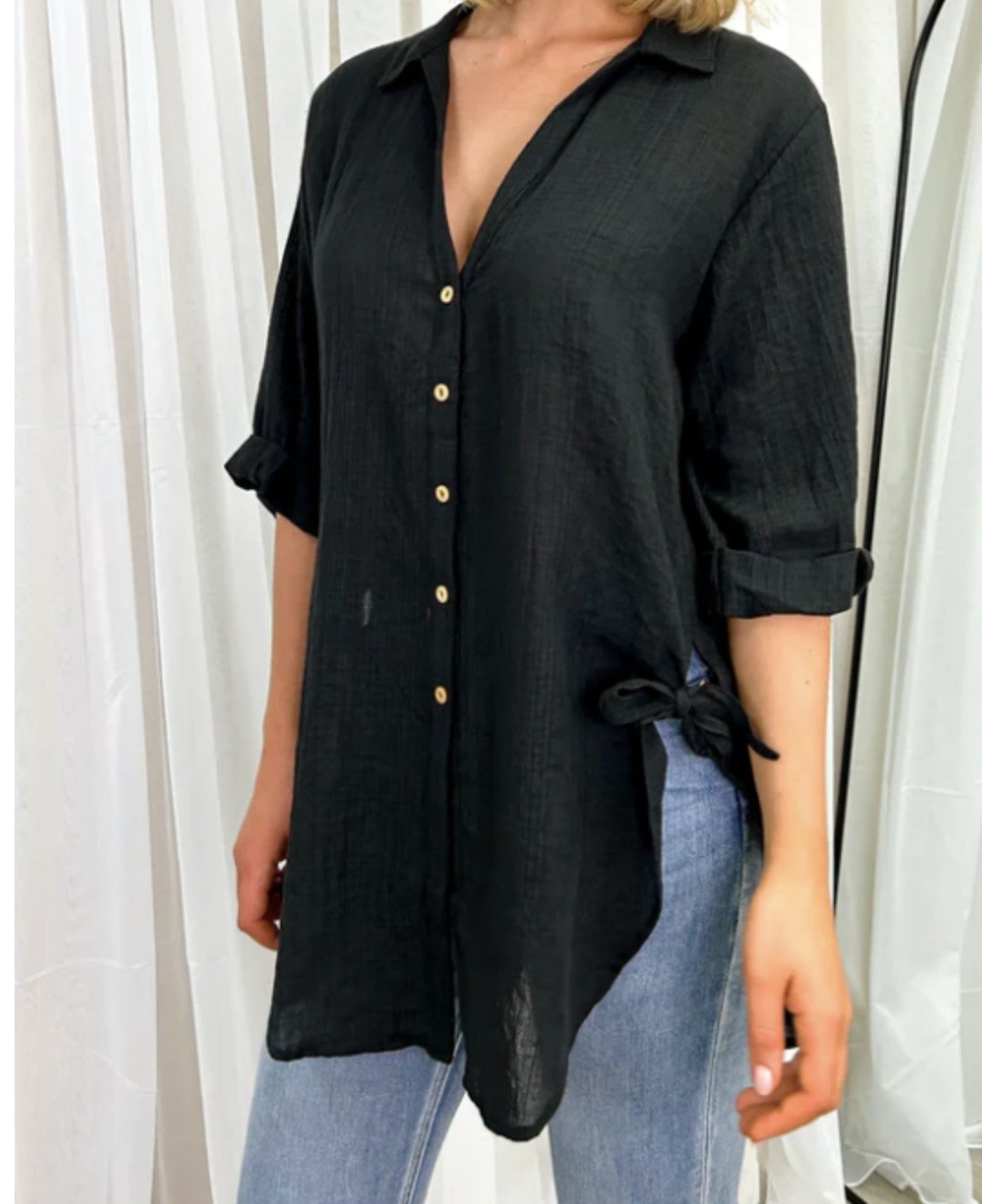 CHARLI TIE TOP - BLACK