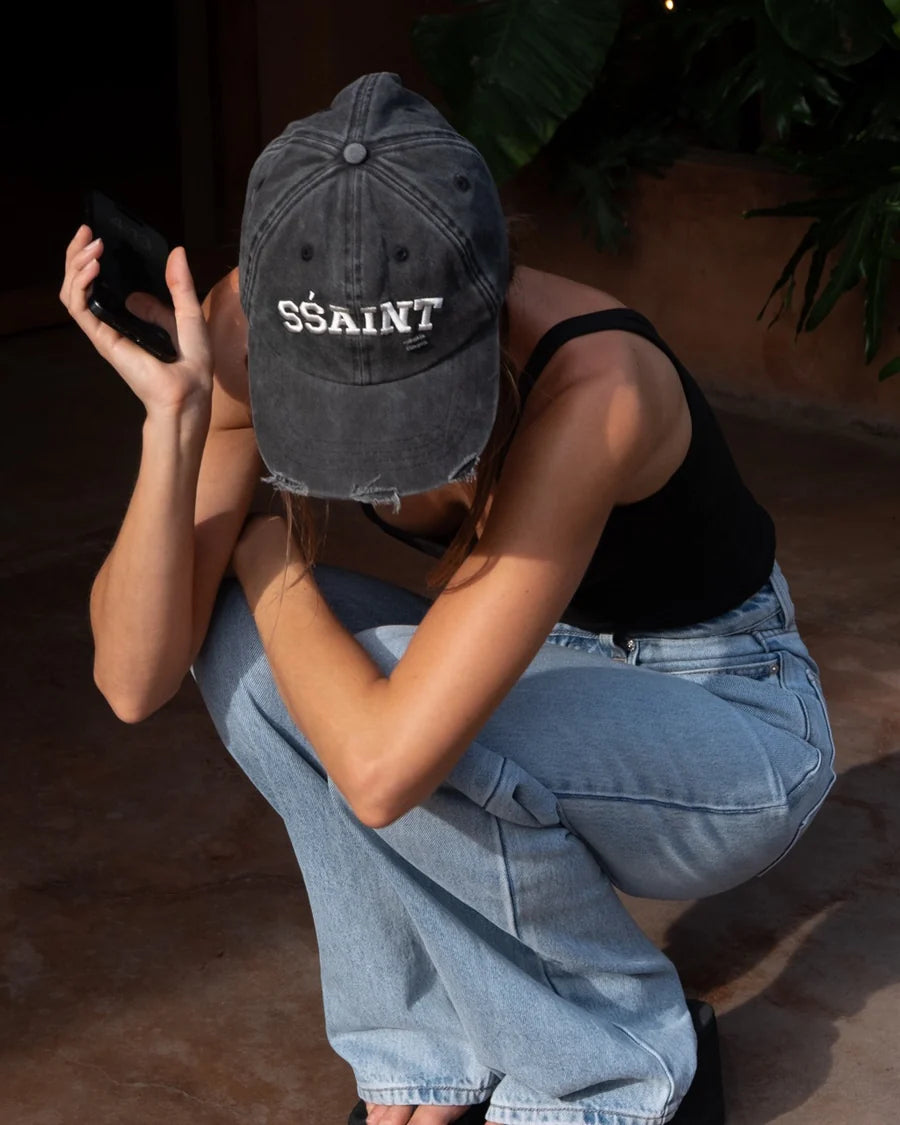 SSAINT LOGO CAP - BLACK/CREAM