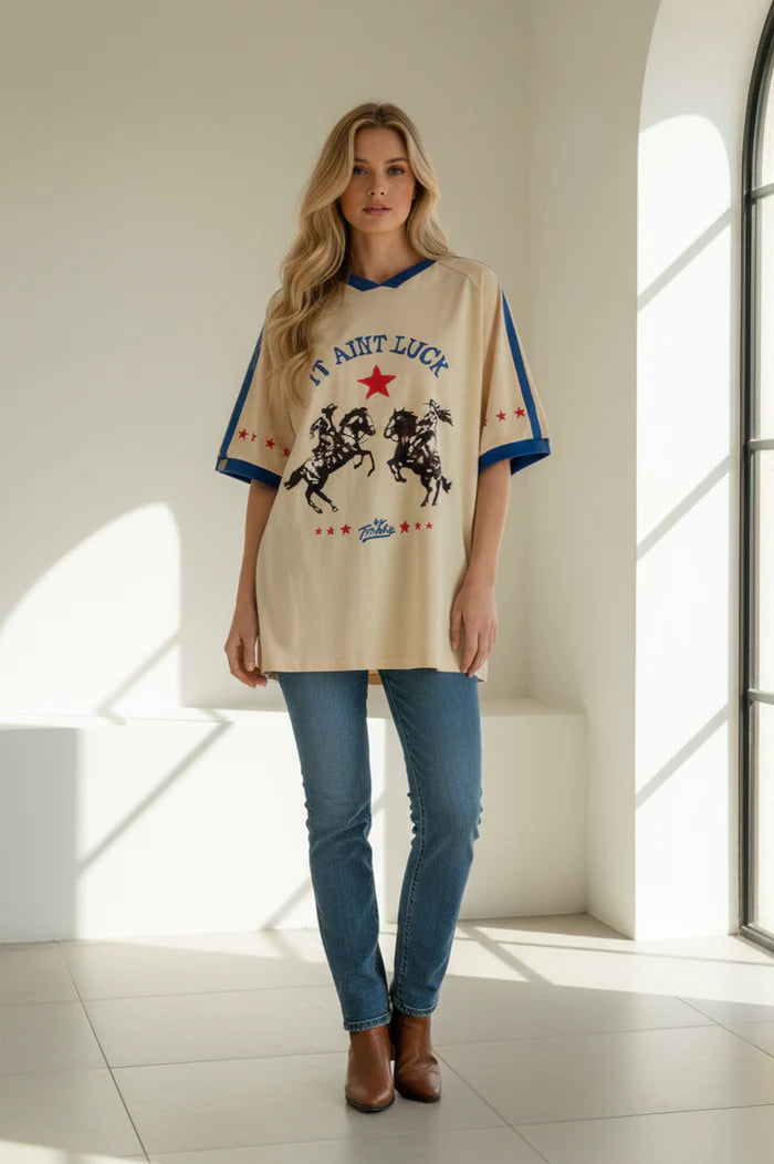 IT AIN'T LUCK TEE - BEIGE