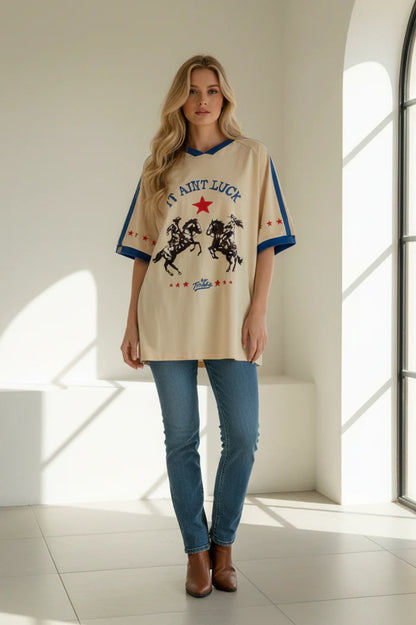 IT AIN'T LUCK TEE - BEIGE