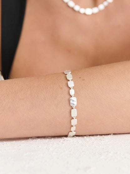 HAMMERED PLATE STEARLING SILVER BRACELET