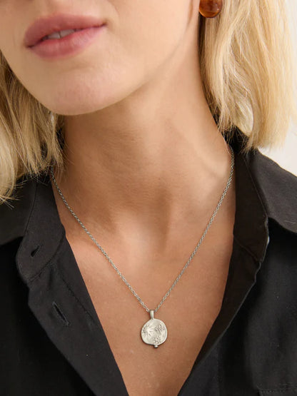 OCEAN COIN CHARM NECKLACE - SILVER