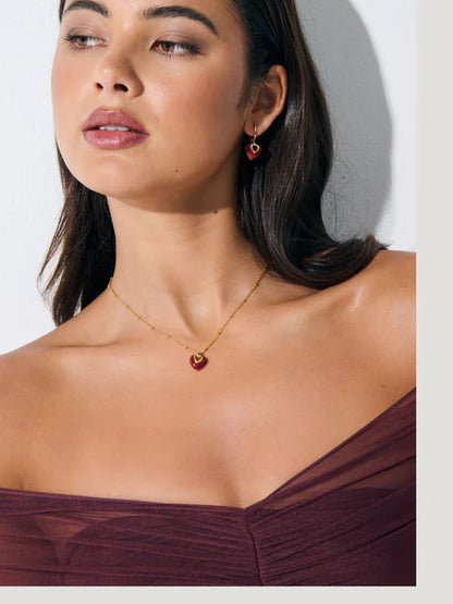JULES RED HEART EARRINGS - GOLD