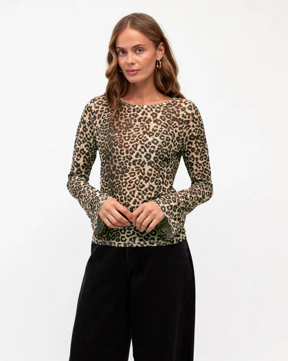 LEOPARD SHEER TOP