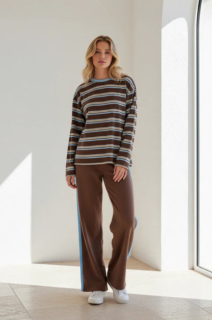 CHOC BLUE STRIPE RACER PANTS