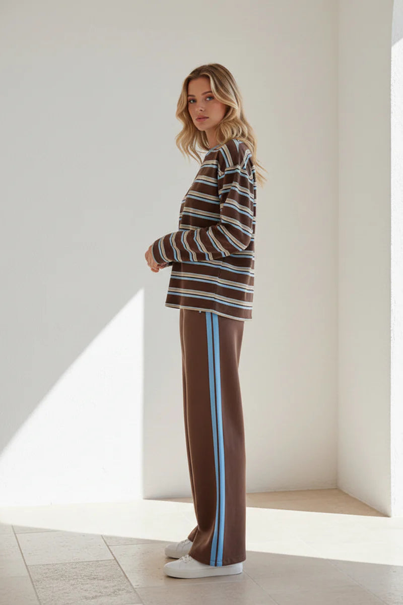CHOC BLUE STRIPE RACER PANTS