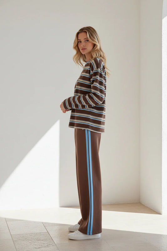 CHOC BLUE STRIPE RACER PANTS