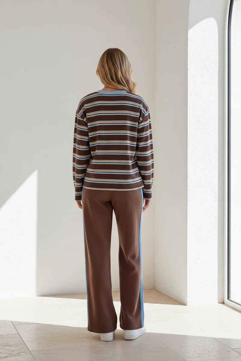 CHOC BLUE STRIPE RACER PANTS