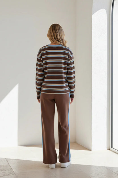 CHOC BLUE STRIPE RACER PANTS