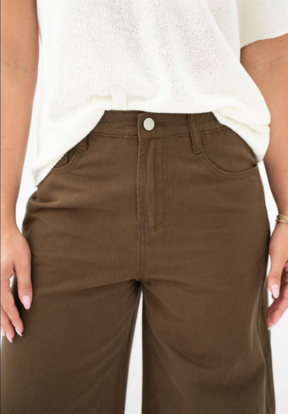 JANE BARREL JEANS - CHOC