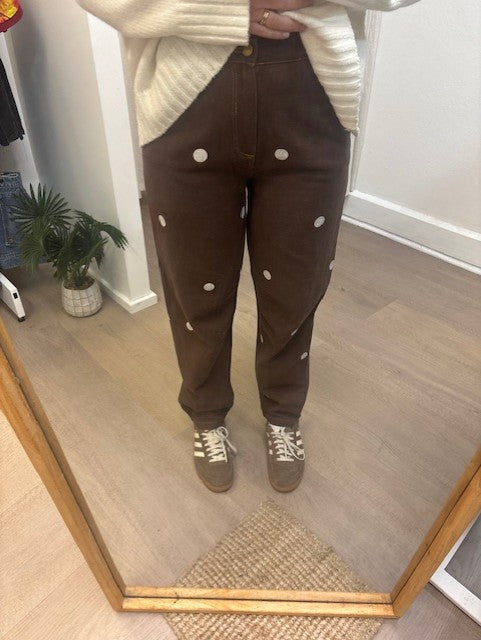 CHOC POLKA DOT BARREL JEANS