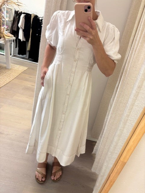 ZOE STITCH DRESS - WHITE