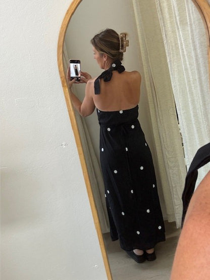 POLKA DOT WRAP MAXI DRESS