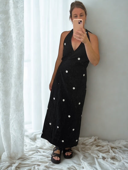 POLKA DOT WRAP MAXI DRESS