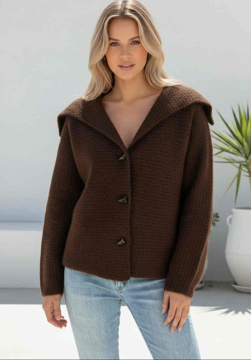 SOPHIA KNIT CARDI - BROWN