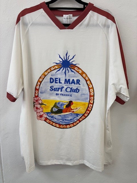 WHITE/RUST DEL MAR SURF CLUB TEE