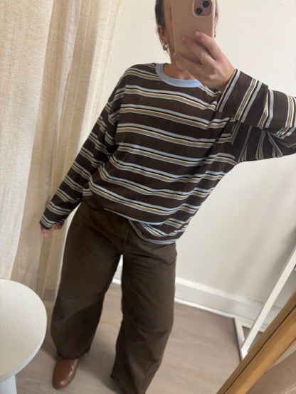 CHOC BLUE STRIPE L/S TEE