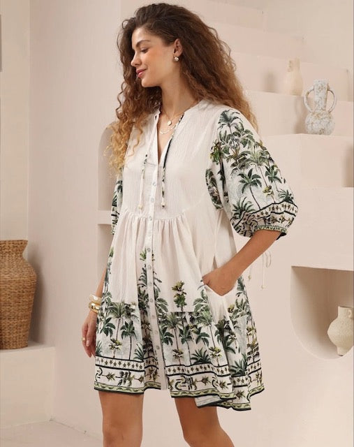 PALMOMA GREEN BABY DOLL DRESS