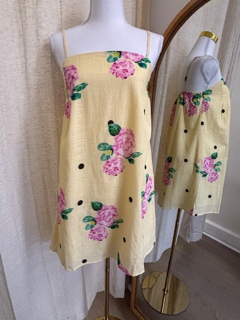 YELLOW HYDRANGERA MINI DRESS