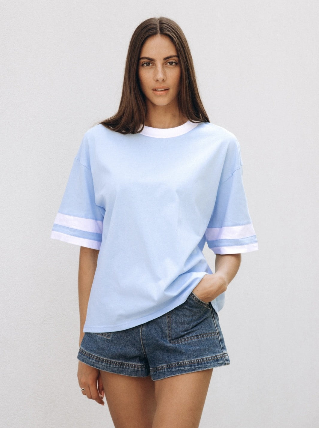 EBBI BLUE AND WHITE TEE